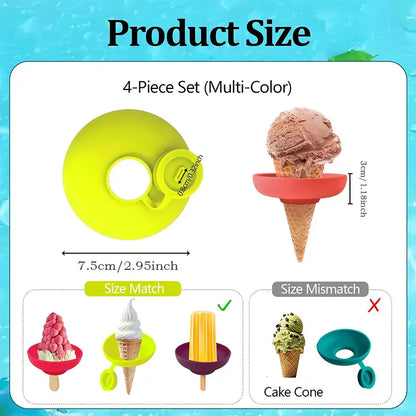silicone ice cream stand set - leak-proof cone stand with anti-drip cover