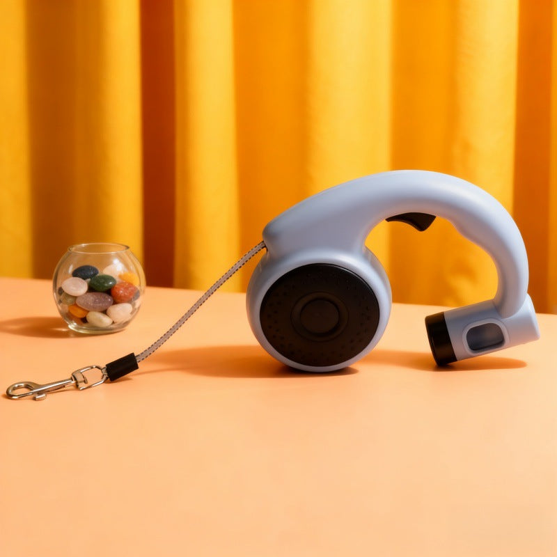 5M Retractable Dog Leash with Built-In Waste Bag Holder
