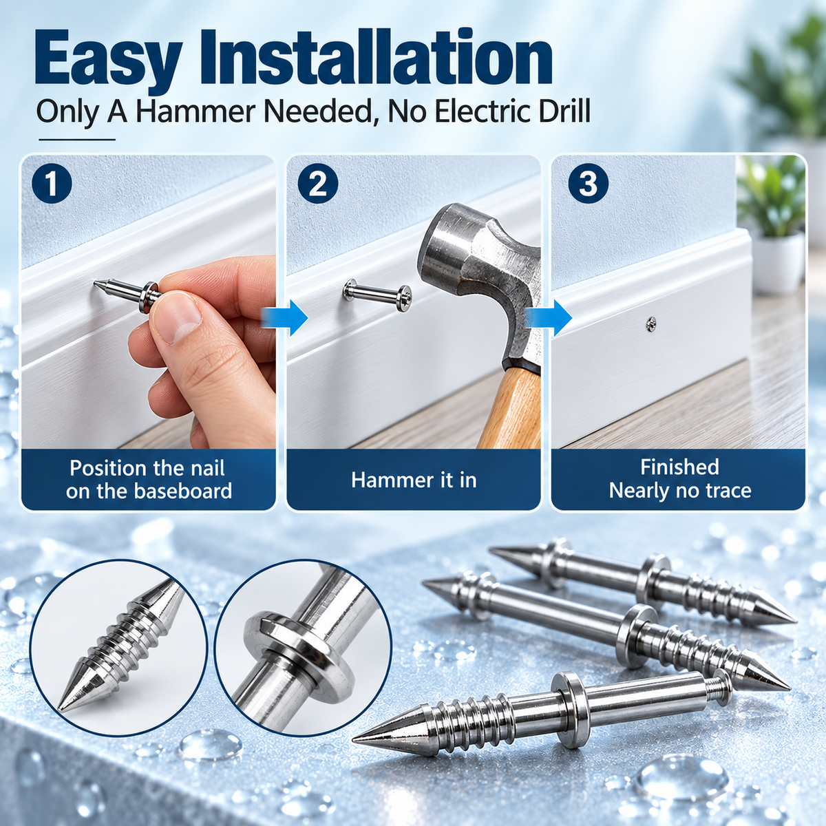 100 Double-Headed Carbon Steel Baseboard Nails🔩