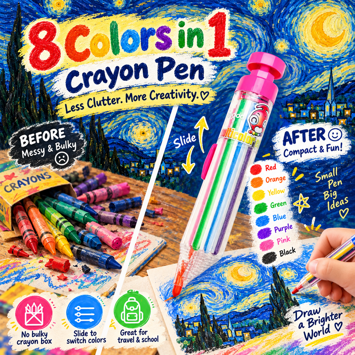 8-in-1 Multicolor Crayons