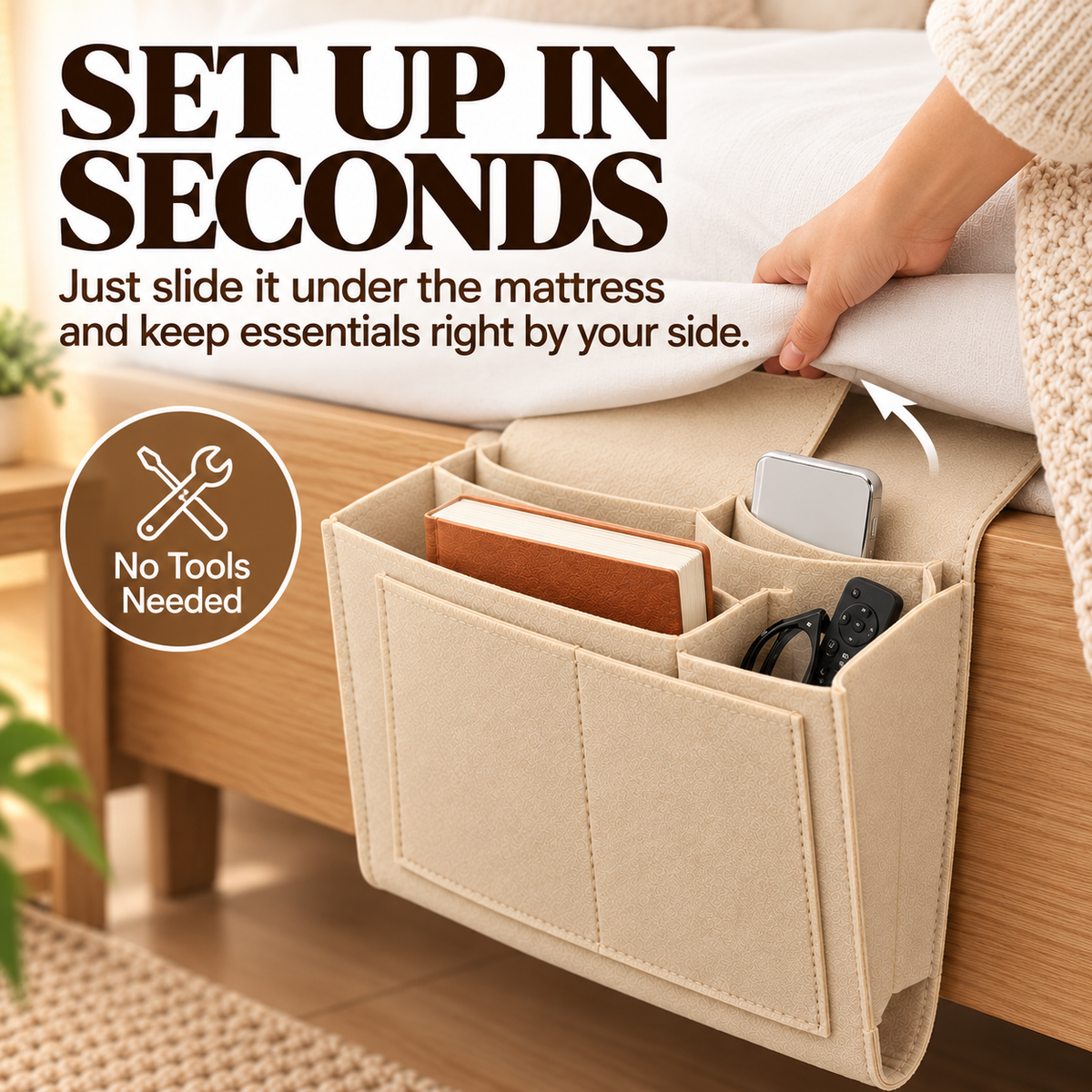 Bedside Hanging Organizer, Convenient Storage for Daily Essentials