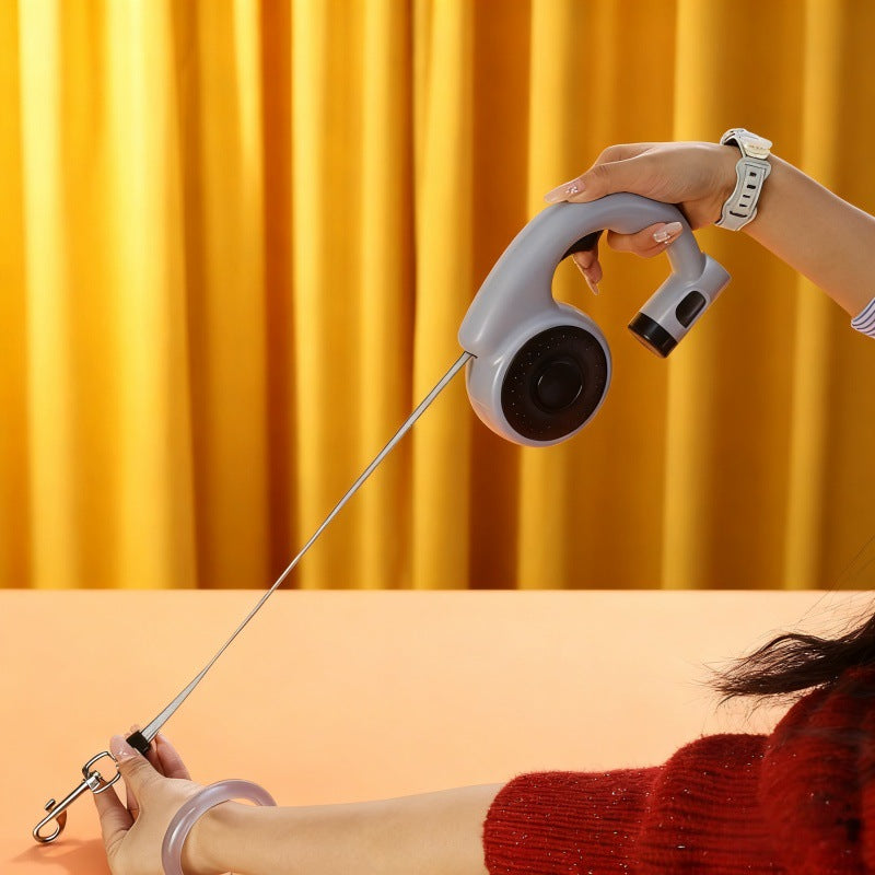 5M Retractable Dog Leash with Built-In Waste Bag Holder