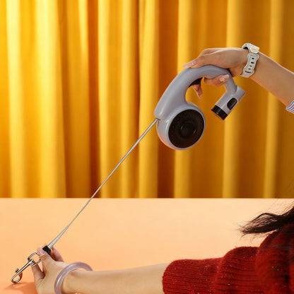 5M Retractable Dog Leash with Built-In Waste Bag Holder