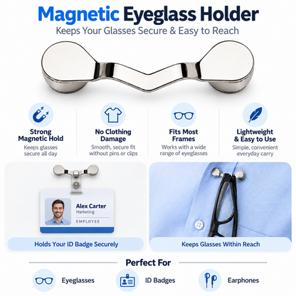 💥Buy 2 get 1 free 🔥Magnetic Eyeglass Holder Stainless Steel Glasses Clip for Shirts & Pockets