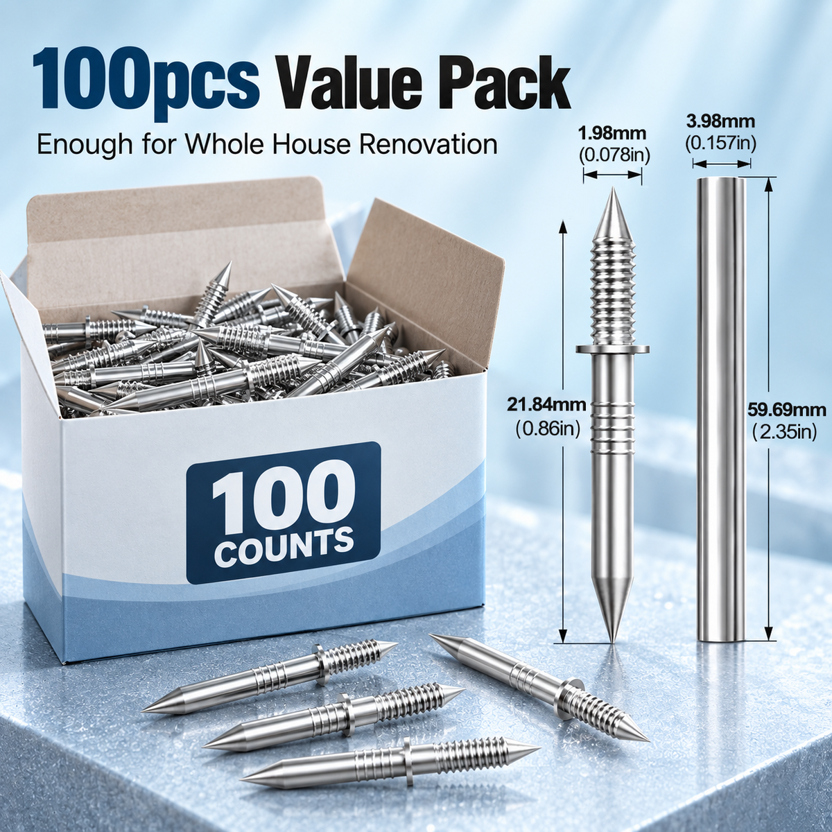 100 Double-Headed Carbon Steel Baseboard Nails🔩