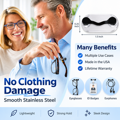 💥Buy 2 get 1 free 🔥Magnetic Eyeglass Holder Stainless Steel Glasses Clip for Shirts & Pockets
