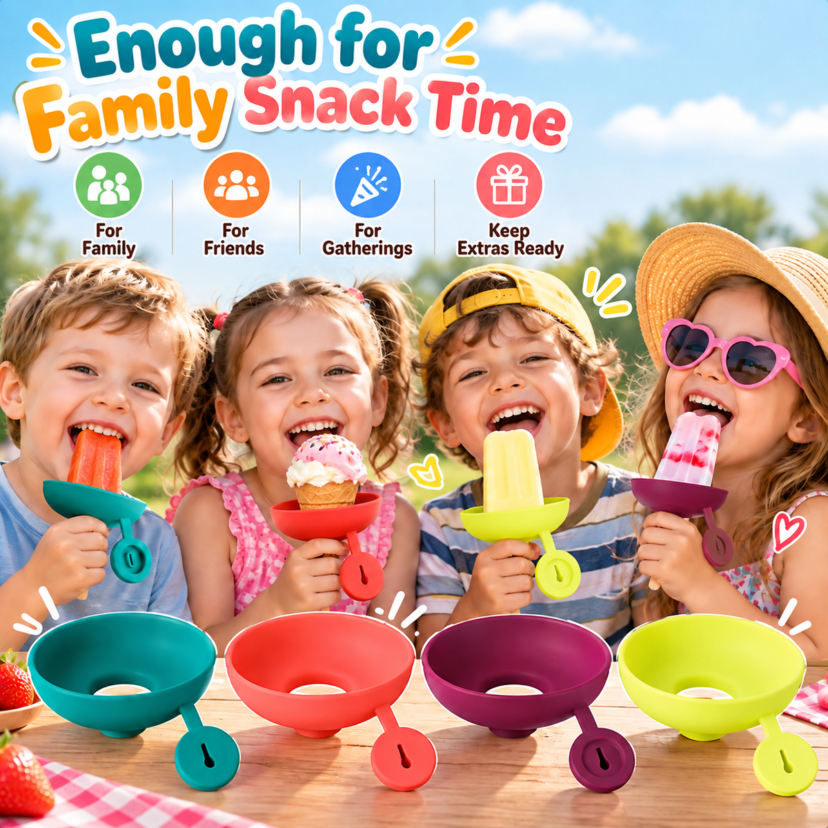 silicone ice cream stand set - leak-proof cone stand with anti-drip cover
