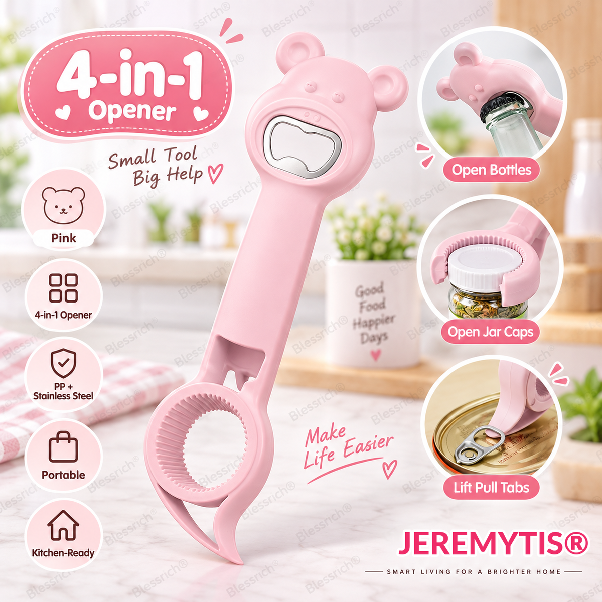 Multifunctional 4-in-1 Bottle Opener