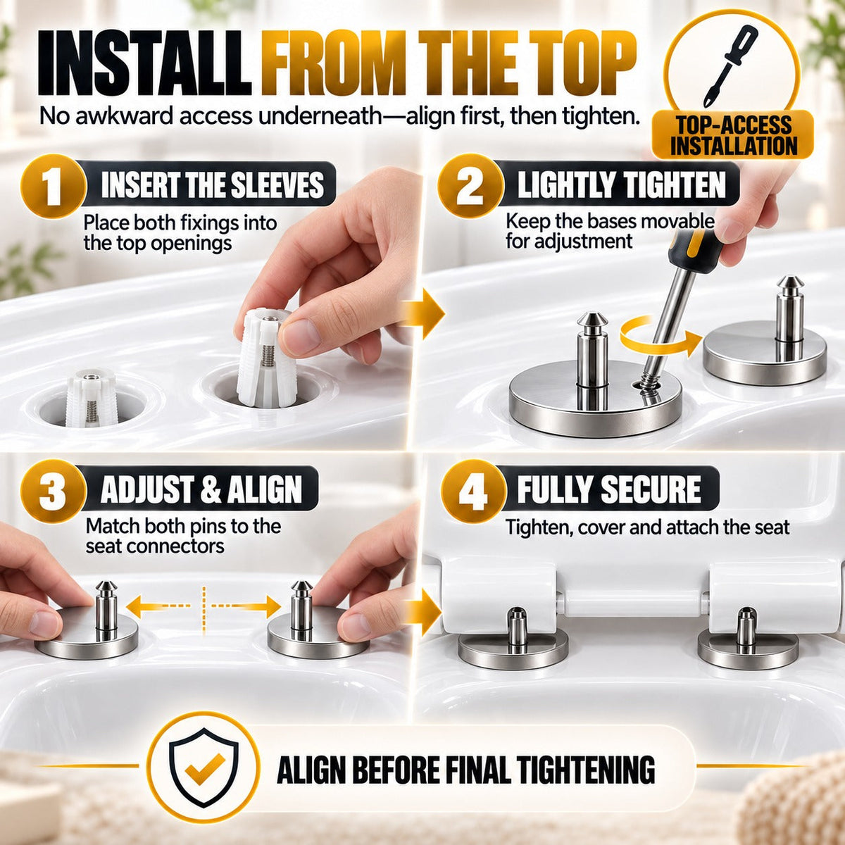 🔩🚽 Stop the Wobble Fast — Top-Fix Toilet Seat Hinge Bolts for a Firmer, More Secure Seat ✨