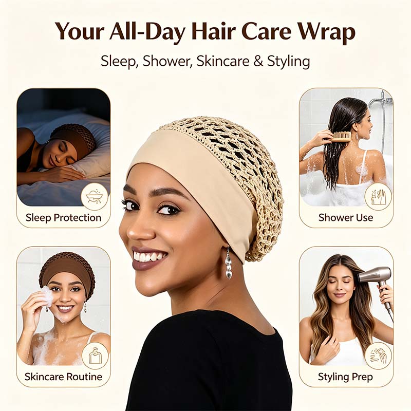 Stretchy Wide-Edge Sleeping Cap Set, Soft Protection Bonnet for Nighttime Hair Care & Beauty💤