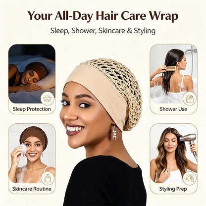 Stretchy Wide-Edge Sleeping Cap Set, Soft Protection Bonnet for Nighttime Hair Care & Beauty💤