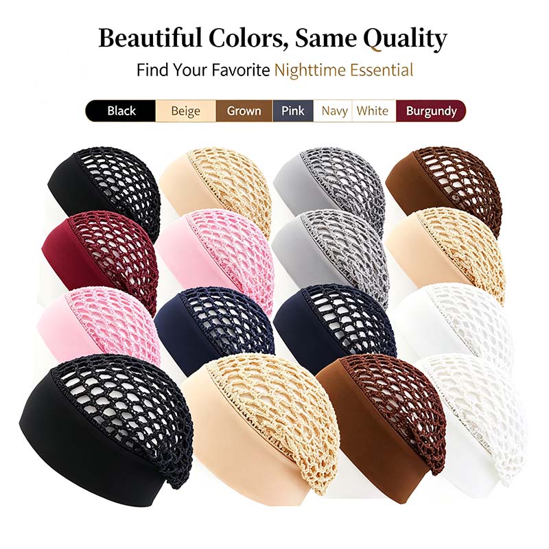 Stretchy Wide-Edge Sleeping Cap Set, Soft Protection Bonnet for Nighttime Hair Care & Beauty💤