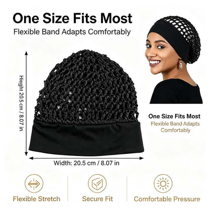 Stretchy Wide-Edge Sleeping Cap Set, Soft Protection Bonnet for Nighttime Hair Care & Beauty💤