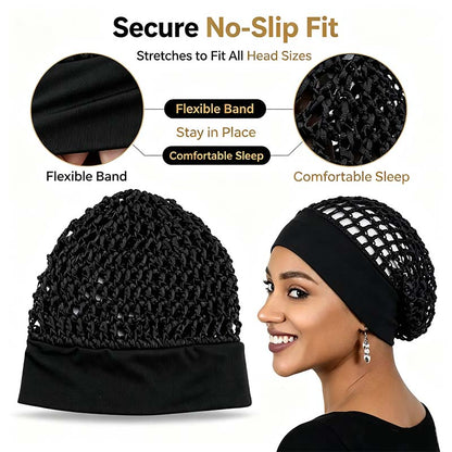 Stretchy Wide-Edge Sleeping Cap Set, Soft Protection Bonnet for Nighttime Hair Care & Beauty💤