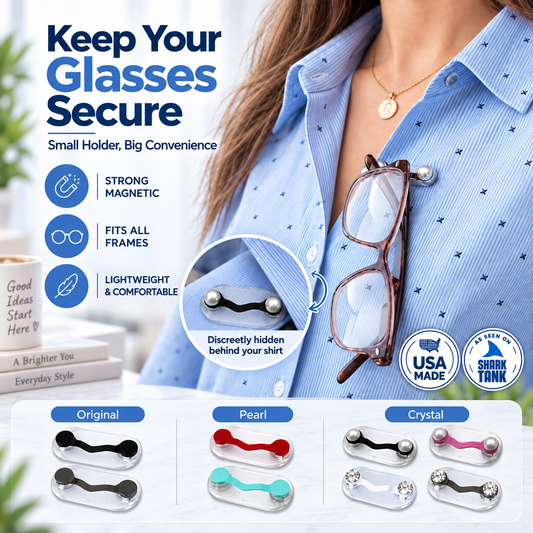 💥Buy 2 get 1 free 🔥Magnetic Eyeglass Holder Stainless Steel Glasses Clip for Shirts & Pockets