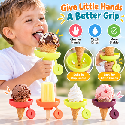 silicone ice cream stand set - leak-proof cone stand with anti-drip cover