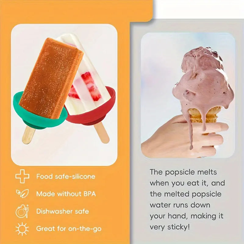 silicone ice cream stand set - leak-proof cone stand with anti-drip cover
