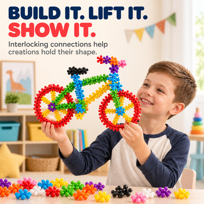 ❄️ LIMITED-TIME 50% OFF! 🧩 Kids 3D Interlocking Snowflake Building Blocks – Stable Build, Burr-free, Colorful ✨