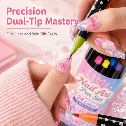 💅 2026 Sale🎉24‑Colors Dual‑Ended Nail Art Pens‑DIY Manicure Drawing Set